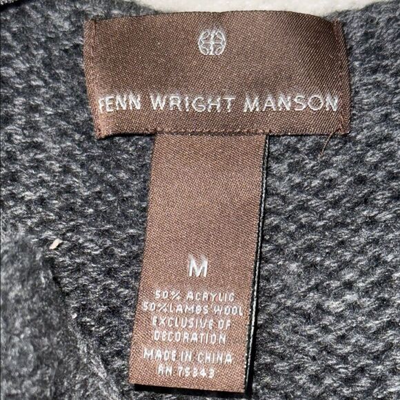 Fenn Wright Manson Gray and Black Sweater w/ Faux Leather Trim & Ruffle Detail - Picture 2 of 11